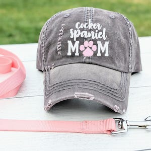 Cocker Spaniel Mom Hat: Dog Embroidered Paw Print Baseball Cap, Gift Present Clothing