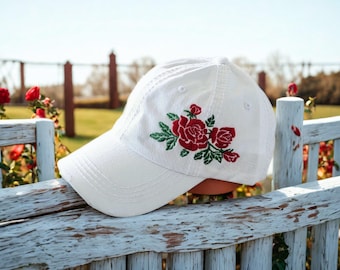 Women\'s Embroidered Baseball Cap Adjustable Soft Breathable Hats Romantic Floral Love To Womens Baseball Cap Fashion Rose Flower Love  main image 3