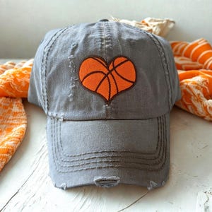 Basketball Heart Embroidered Baseball Cap - Women's Hat, Large Design Not A Patch, Gift Clothing