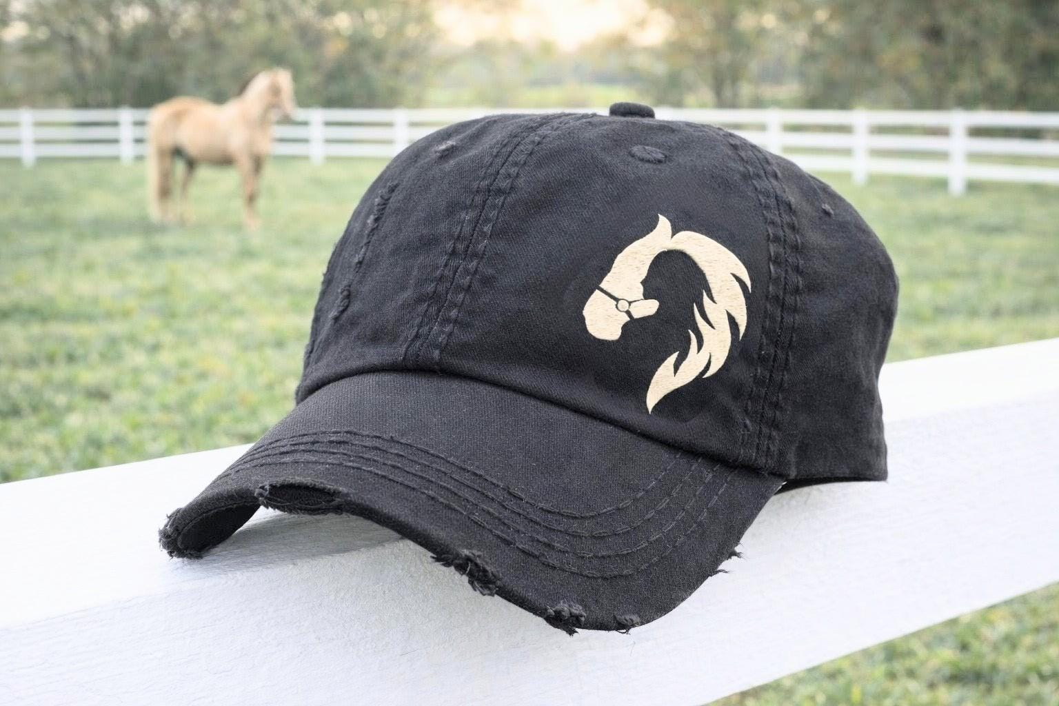 Women\'s Embroidered Horses Baseball Hat Barn Cap for Horse Lovers Cotton Twill Pink Horse Baseball Cap, Horse Trucker Hat, Cross Stitched  main image 2