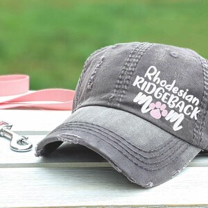 Rhodesian Ridgeback Mom or Dog Mama Hat: Embroidered Paw Print Baseball Cap, Gift Clothing