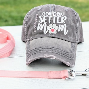 Gordon Setter Mom or Mama Dog Hat: Embroidered Paw Print Baseball Cap, Gift Clothing image 1