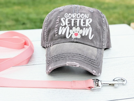Gordon Setter Mom or Mama Dog Hat: Embroidered Paw Print Baseball Cap, Gift Clothing