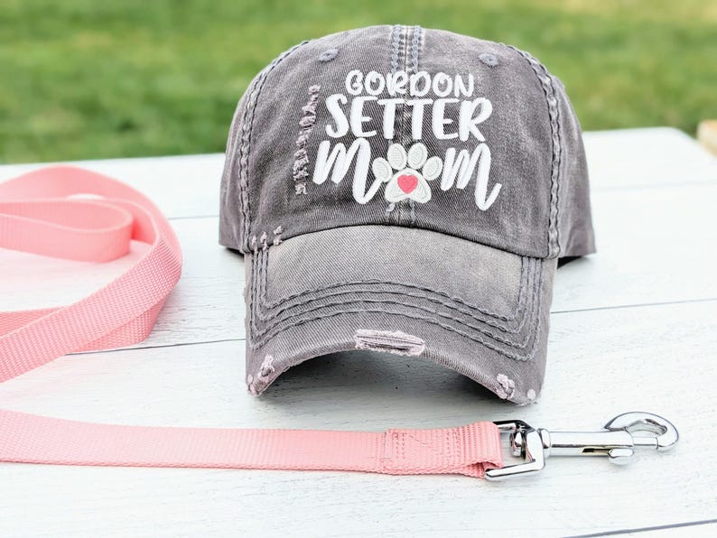 Gordon Setter Mom or Mama Dog Hat: Embroidered Paw Print Baseball Cap, Gift Clothing image 1