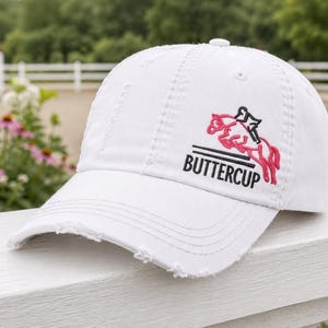 Embroidered Show Jumping Horse Baseball Cap Hat, Optional Name Text, Connemara Trakehners