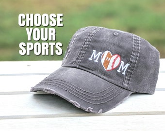 Women's mom sport hat, two 2 sports cap, cute gift for wife friend, football hockey baseball basketball tennis volleyball soccer lacrosse