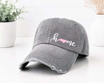 Embroidered North Carolina Home Baseball Cap - NC Women's Hat, Gift Clothing Present