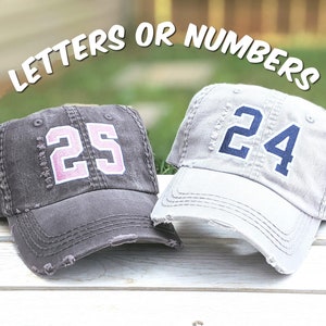 Number or Letter hat, custom number hat, custom letter hat, women's hat with number, hat with player number, varsity hat, football hat