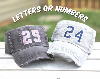 Number or Letter hat, custom number hat, custom letter hat, women's hat with number, hat with player number, varsity hat, football hat