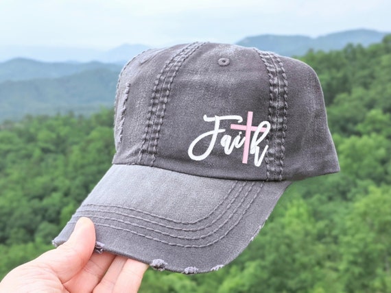 Women's Faith Hat With Cross T, Cute Embroidered Baseball Cap