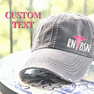 Women's Nurse Hat, rn bsn np lvn cna lpn crna, Cute Embroidered Baseball Cap, Registered Practitioner, Nursing School DPN Graduation Gift