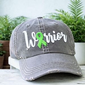 Lime Green Ribbon Baseball Cap: Non-Hodgkin's Lymphoma Warrior Hat, Chemotherapy Support Walk