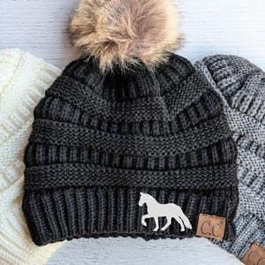 Embroidered Tennessee Walking Horse Beanie Winter Hat Cap: Pom Regular or Ponytail Option CC