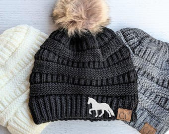 Embroidered Tennessee Walking Horse Beanie Winter Hat Cap: Pom Regular or Ponytail Option CC