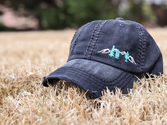 Mountain Hat With Trees Baseball Cap Cute Hiking Camping Hiker Nature Lover Gift Present Clothing Trip Camper Outdoors for Her Wife Mom Etsy Sweden