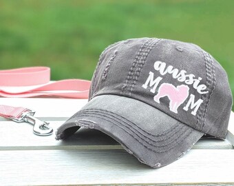 Women's aussie australian shepherd dog mom hat baseball cap, clothing present gift owner wife friend sister for her, birthday new puppy