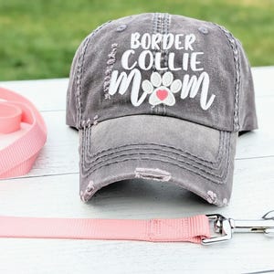 Gorra de mamá de perro Border Collie: Gorra de béisbol con estampado de pata de perro bordado, ropa de regalo