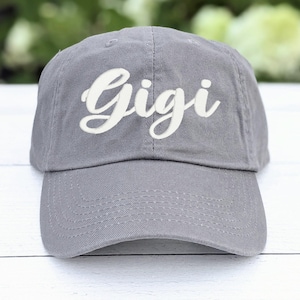 Embroidered Gigi Or Custom Text Name Baseball Cap Monogrammed Hat, Cursive Font +, Gift