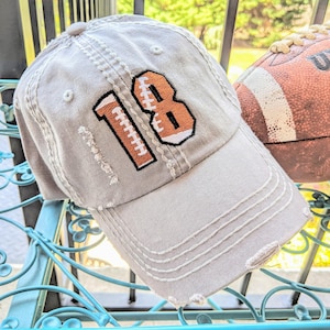Women's Football Number Hat, Custom Baseball Cap Team Jersey Font, Mom Spirit Wear, Gift