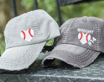 Hand Drawn Heart Embroidered Baseball Cap For Women | Dad Hat, 100% Cotton, One Size, Gray - View #6