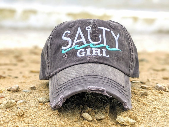 Salty Girl Hat, Cute Funny Pun Women's Salt Water Fishing Baseball Cap,  Gift Clothing Present Boat Wife Mom Friend, Female Fisherman Her 