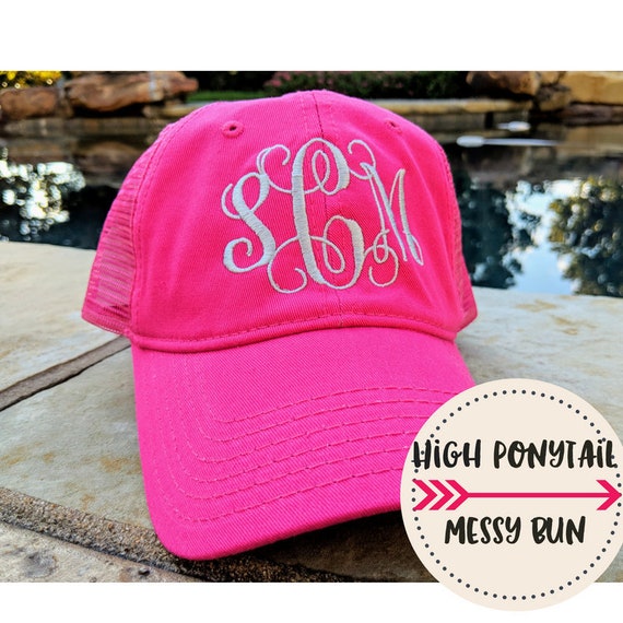 Monogrammed High Ponytail Cap Women's 