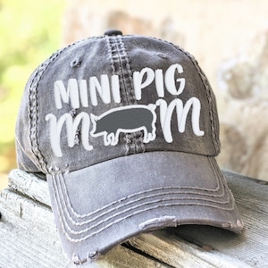Women's Mini Pig Mom Hat, potbelly pet pig baseball cap, cute minipig pet pig gift present, embroidered mom pig wife owner sister friend