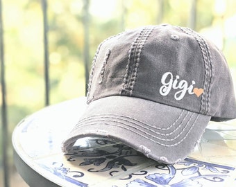 Gigi or Custom Text Name Nickname Hat, Gigi Gifts, Gigi Baseball Cap, Birthday Mother's Day Gender Reveal Baby Shower Valentine's Day Cute