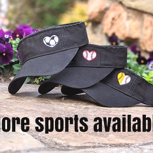 Embroidered Sports Heart Ball Visor: Mom of Athlete Gift, Soccer Softball More
