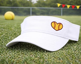 Embroidered Softball Visor: Heart Design In Corner, Custom Spirit Wear, Mom Daughter Team, Gift