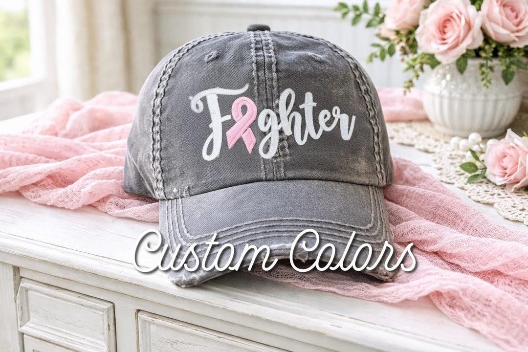 Pattern Cancer Ribbon Cap Fighter Cancer Ribbon Baseball Cap: Custom Color Support, Pink Breast ...