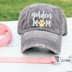 Women's golden retriever dog mom hat, cute embroidered golden retriever baseball cap, gift present clothing for owner friend wife birthday