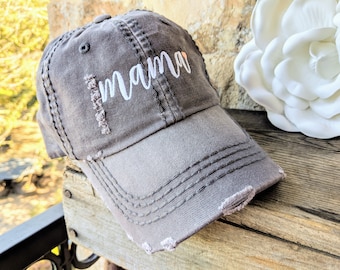 Mama Baseball Cap, Mama Hat, Custom Personalized Embroidered Sewn Cute, Cursive Script Font Optional Heart, Gift Present Gender Reveal Baby