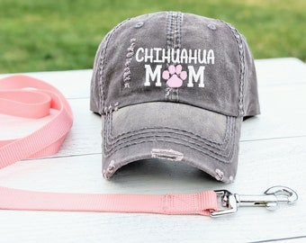 Women's Chihuahua dog mom hat, custom embroidered baseball cap, cute gift for new owner, puppy present for her mom wife sister girlfriend