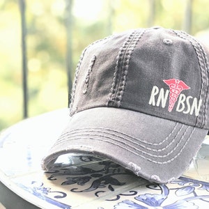 Women&#39;s Nurse Hat, rn bsn np lvn cna lpn crna, Cute Embroidered Baseball Cap, Registered Practitioner, Nursing School DPN Graduation Gift
