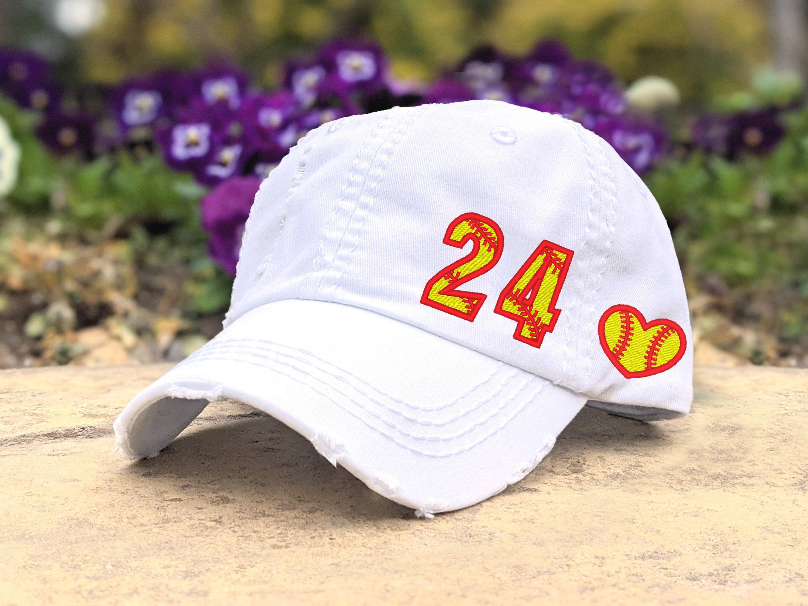 Embroidered Softball Cap: Custom Number & Heart, Distressed  display picture 2