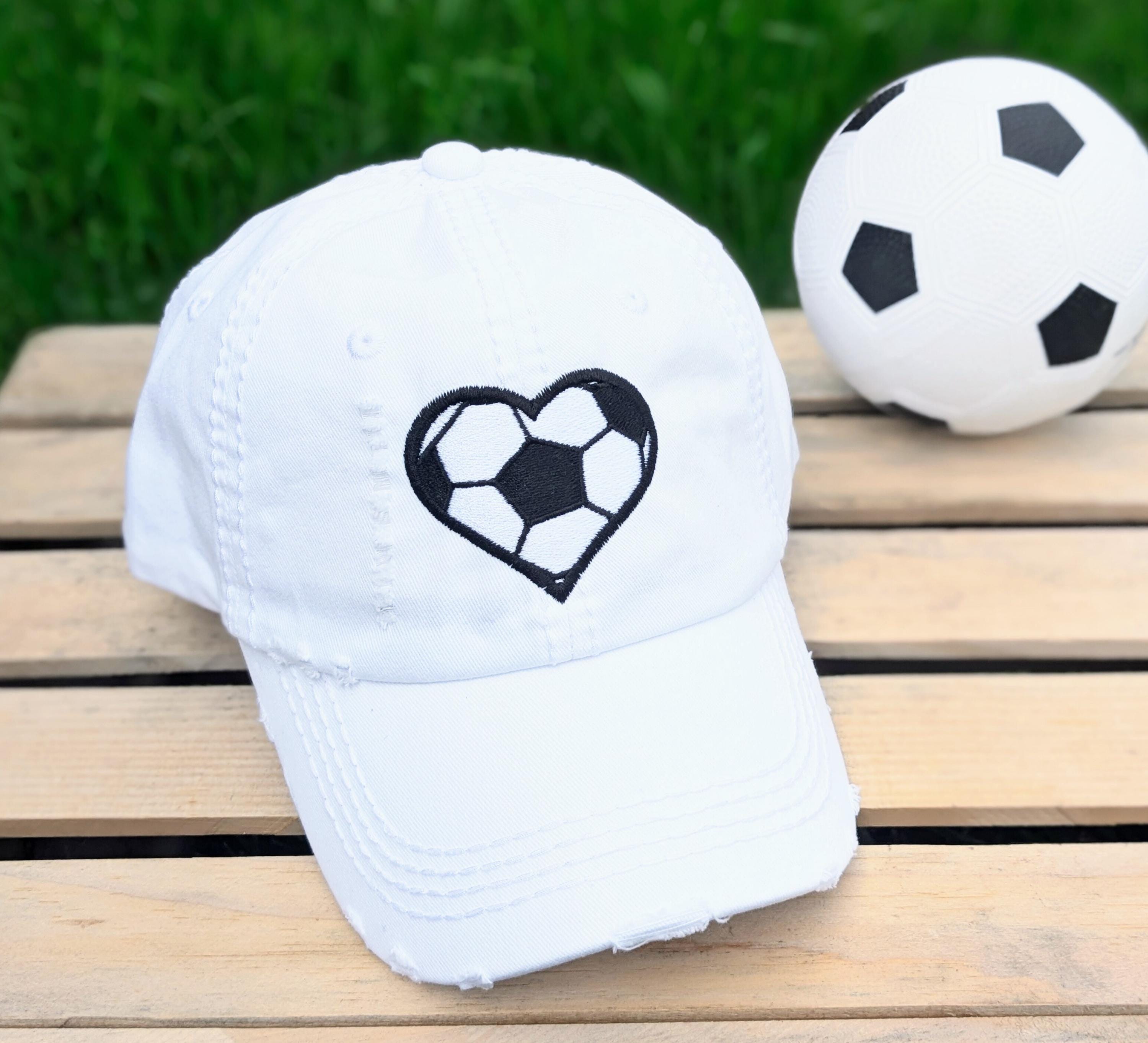 Embroidered Soccer Ball Heart Hat: Women display picture 2