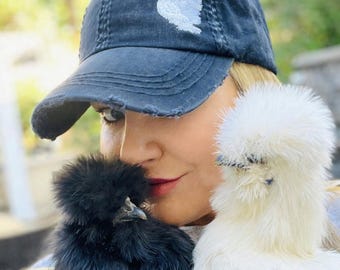 Embroidered Silkie Chicken Baseball Cap: Women's Hat, Embroidery Wife Mom, Gift Clothing