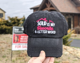 Sold is my favorite 4 letter word hat, four letter 4-letter, custom cute funny pun swear word real estate agent baseball cap clothing gift