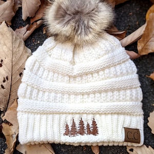 Women&#39;s tree beanie, forest beanie, tree winter hat, camping winter hat, hiking winter hat, hiking christmas gift, camping christmas gift