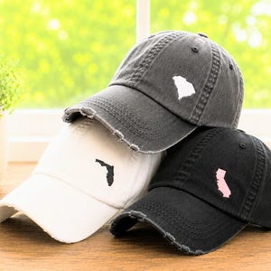State Hat, Embroidered Shape Baseball Cap, Small Hat Corner, South North Carolina Florida California +