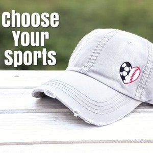 Women&#39;s sports athlete hat baseball cap, one or two, half split hearts, soccer more