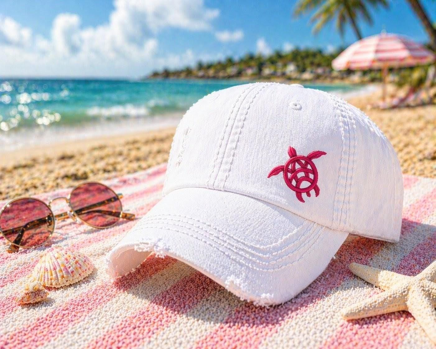 Embroidered Sea Turtle Baseball Cap: Women