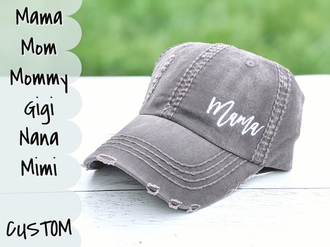 Embroidered Text Custom Baseball Cap: Women's Distressed Cotton Hat ...