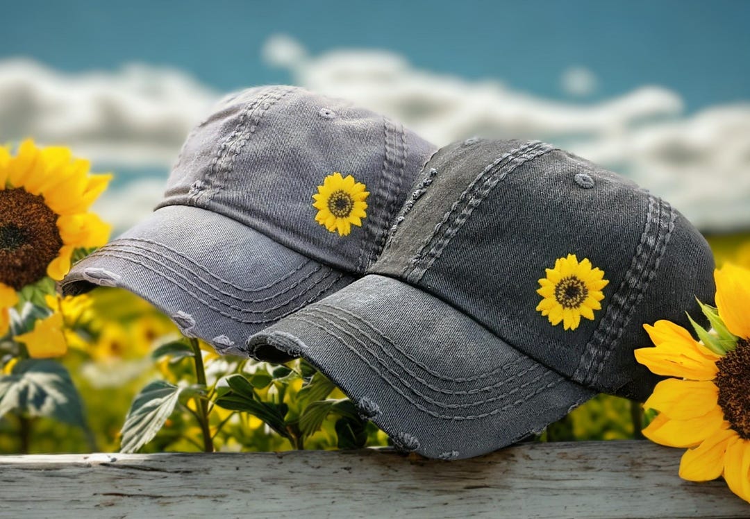Buy Embroidered Sunflower Baseball Cap: Women's Washed Cotton Hat With  Small Flower in Corner Online in India