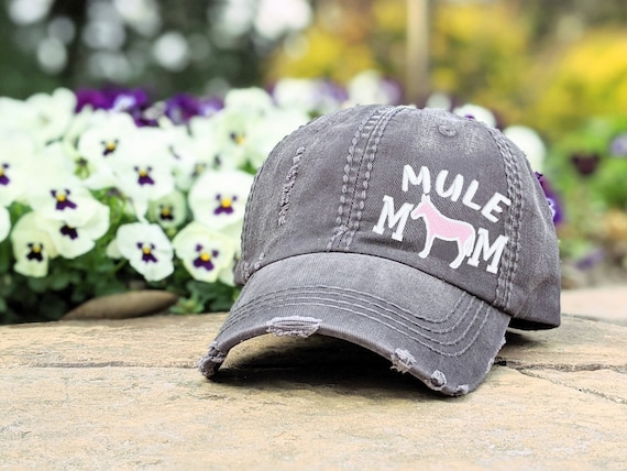 Women'S Embroidered Dog Mom Ponytail Hat Washed Distressed - View #8