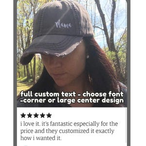 Women's custom text hat, embroidered name baseball cap, choose font trip beach lake cruise imagen 1