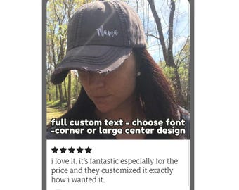 Women's custom text hat, embroidered name baseball cap, choose font trip beach lake cruise