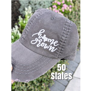Homegrown home grown hat baseball cap, housewarming college graduation gift present, Texas Arkansas Missouri all 50 states, gift for her mom