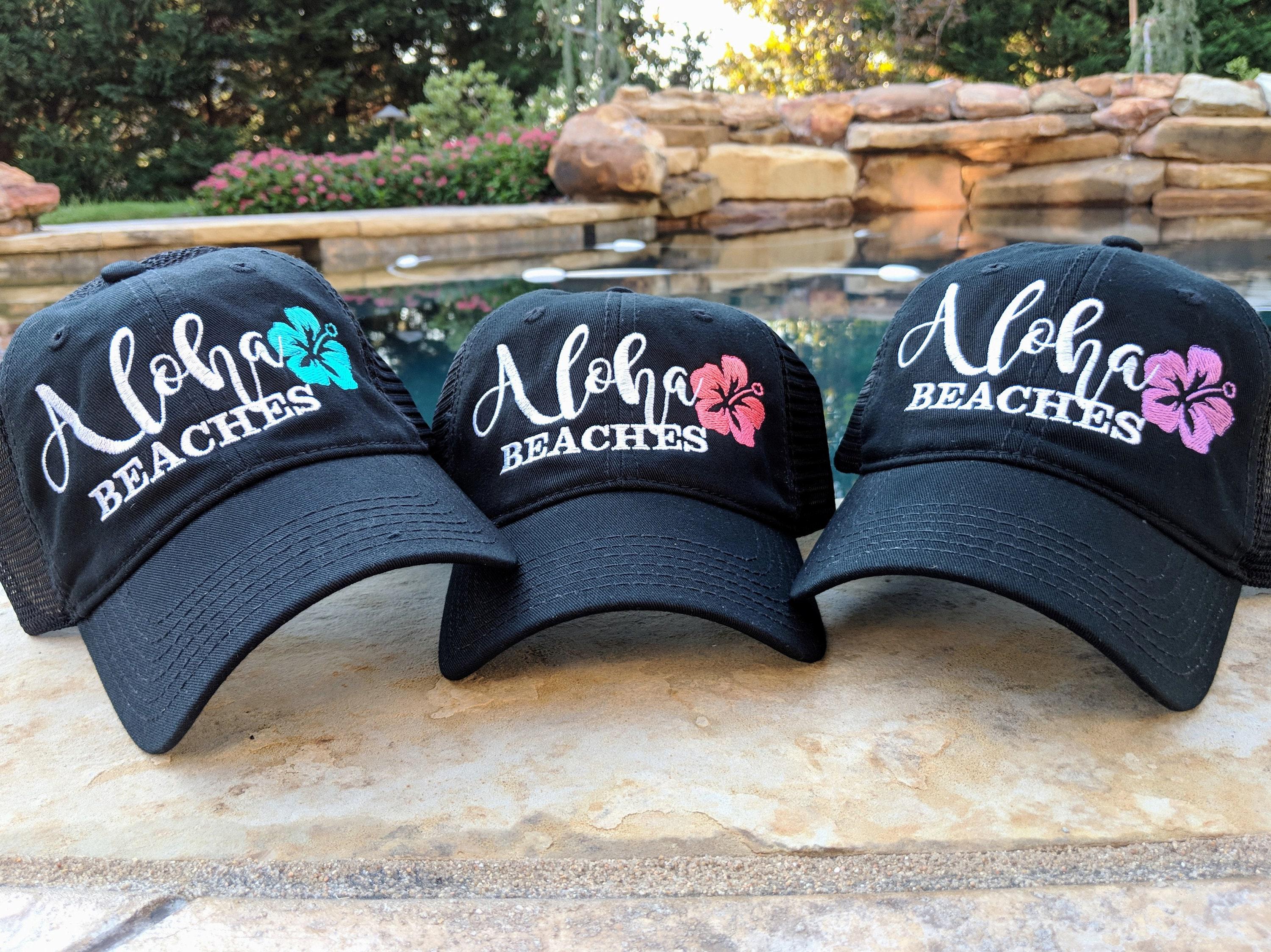 Aloha Beaches High Ponytail Cap, Hibiscus Flower, Hawaii Vacation